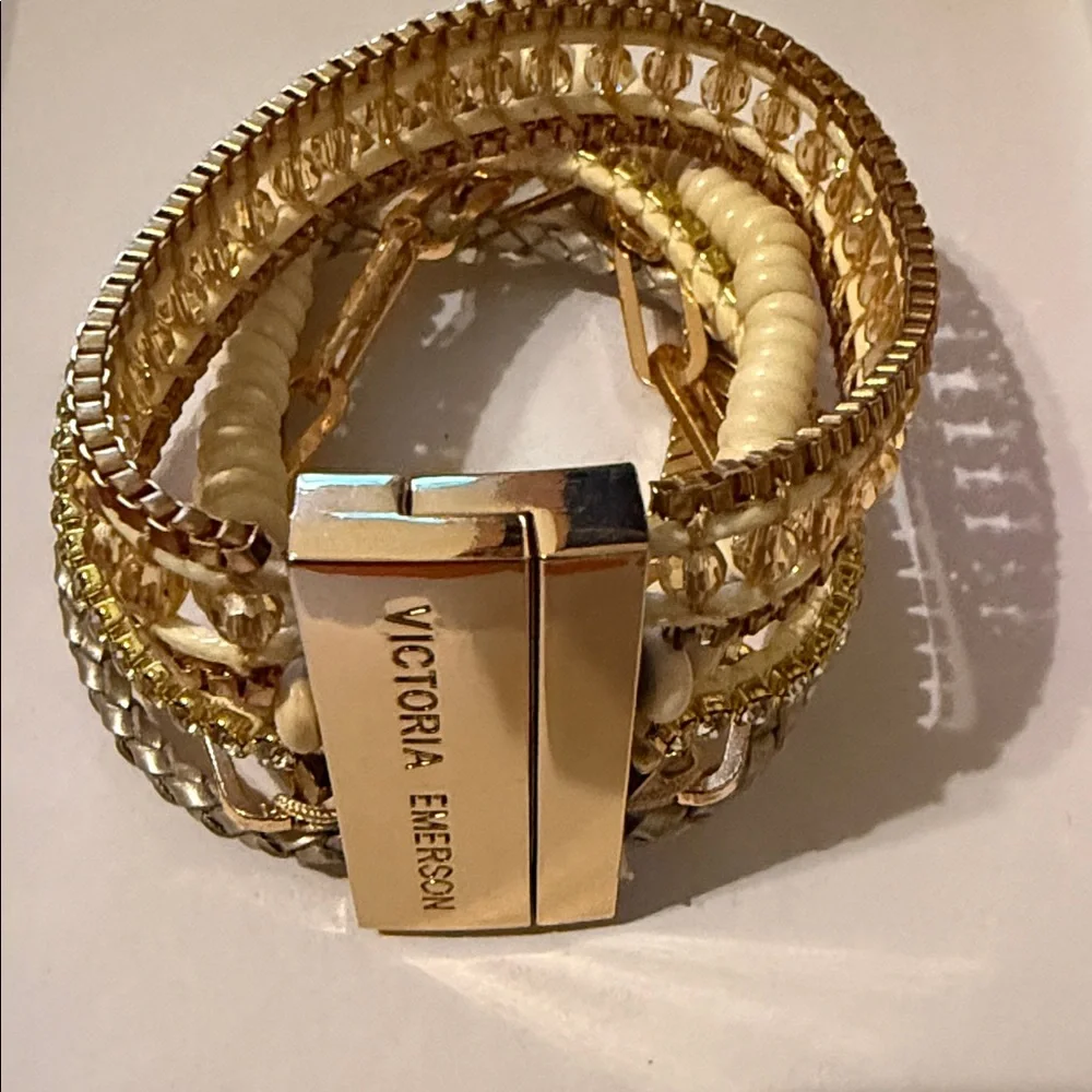 Victoria Emerson Gold and Cream Multistrand Bracelet